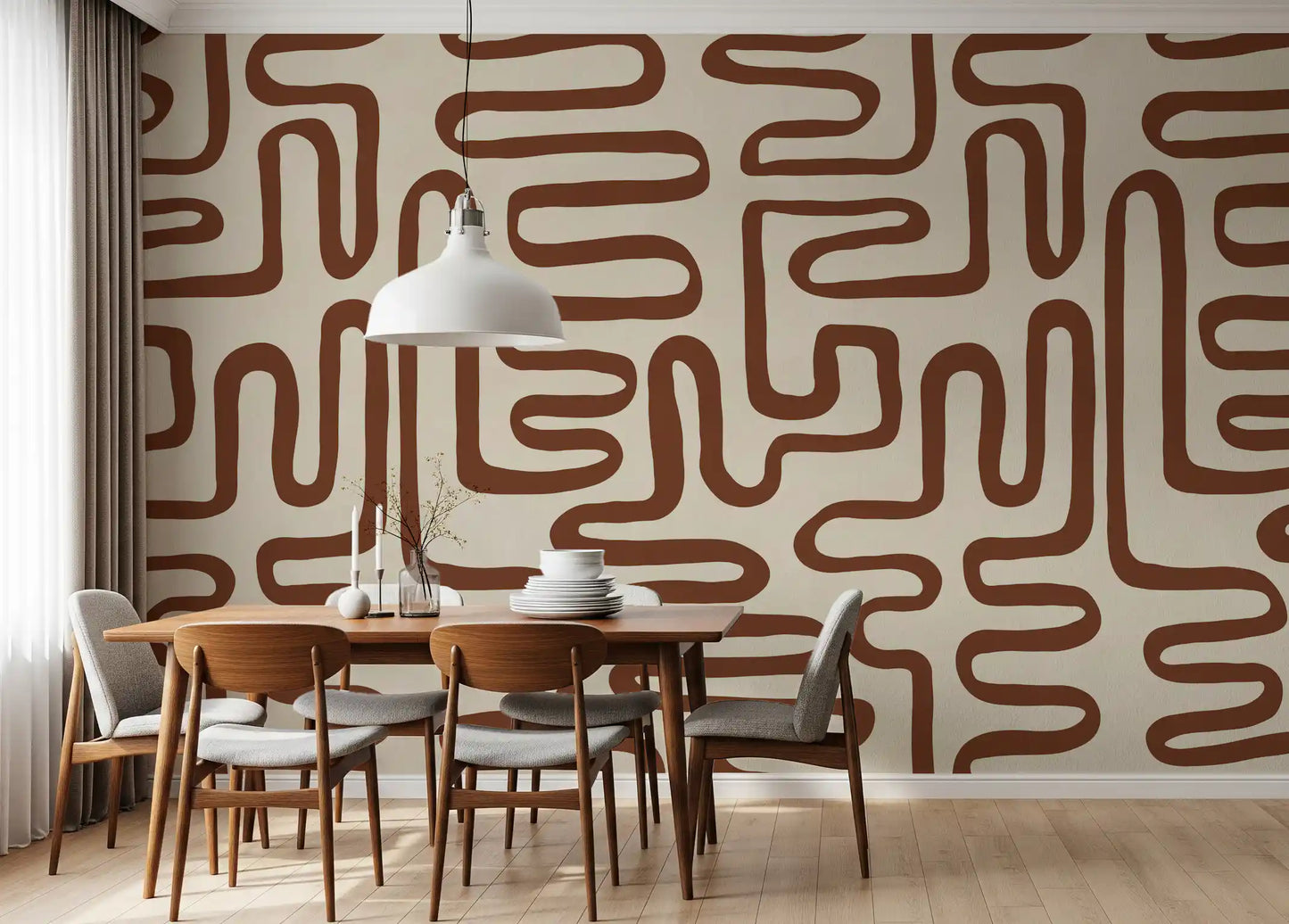 Continuous Earthy Maze Wall Mural