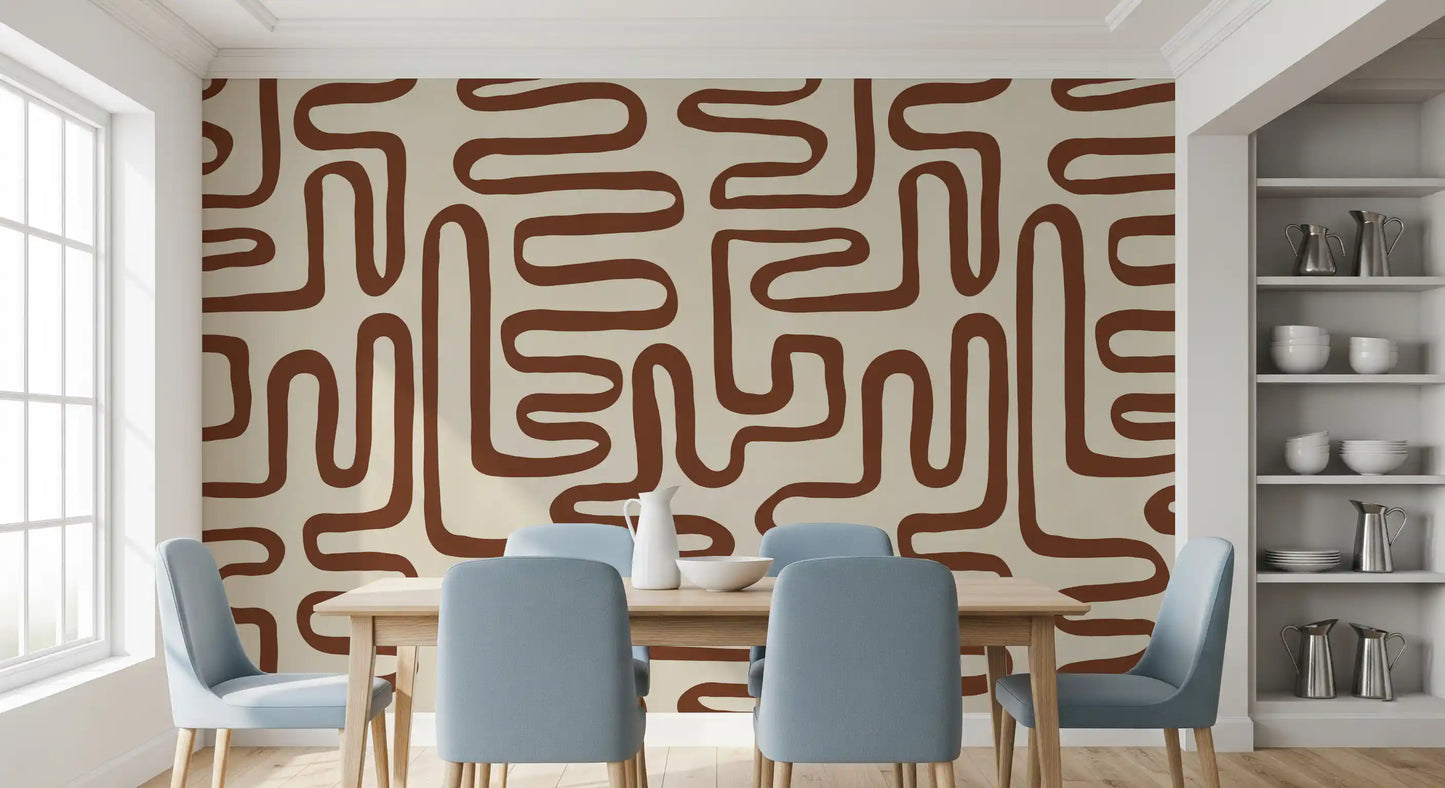 Continuous Earthy Maze Wall Mural