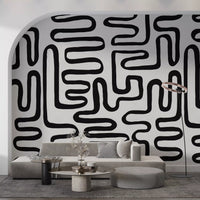 Graphic Ink Wavy Pattern Wall Mural