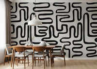Graphic Ink Wavy Pattern Wall Mural