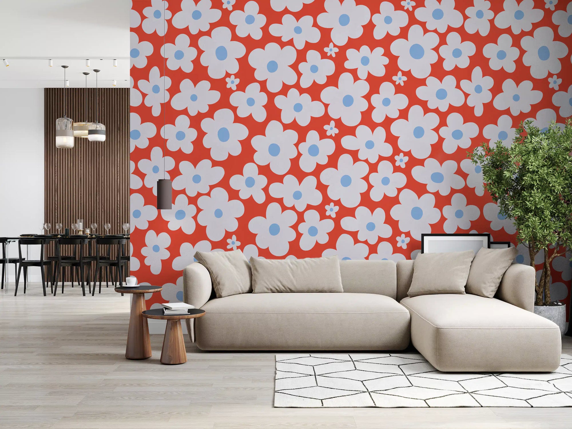 Sun-kissed petal grove warms a calm living room wall mural GD11370