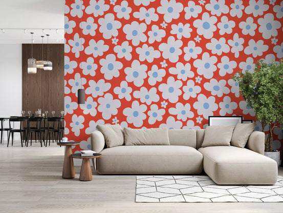 Sun-kissed petal grove warms a calm living room wall mural GD11370