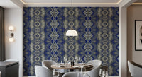 Blue & Gray Abstract Ornamental Geometric Wallpaper - AMBER DESIGN Wallpaper