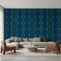 Blue & Green Abstract Ornamental Geometric Wallpaper - AMBER DESIGN Wallpaper