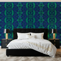 Blue & Green Abstract Ornamental Geometric Wallpaper - AMBER DESIGN Wallpaper