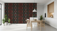 Teal & Brown Intricate Abstract Ornamental Wallpaper - AMBER DESIGN Wallpaper