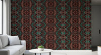 Teal & Brown Intricate Abstract Ornamental Wallpaper - AMBER DESIGN Wallpaper