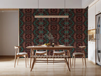 Teal & Brown Intricate Abstract Ornamental Wallpaper - AMBER DESIGN Wallpaper