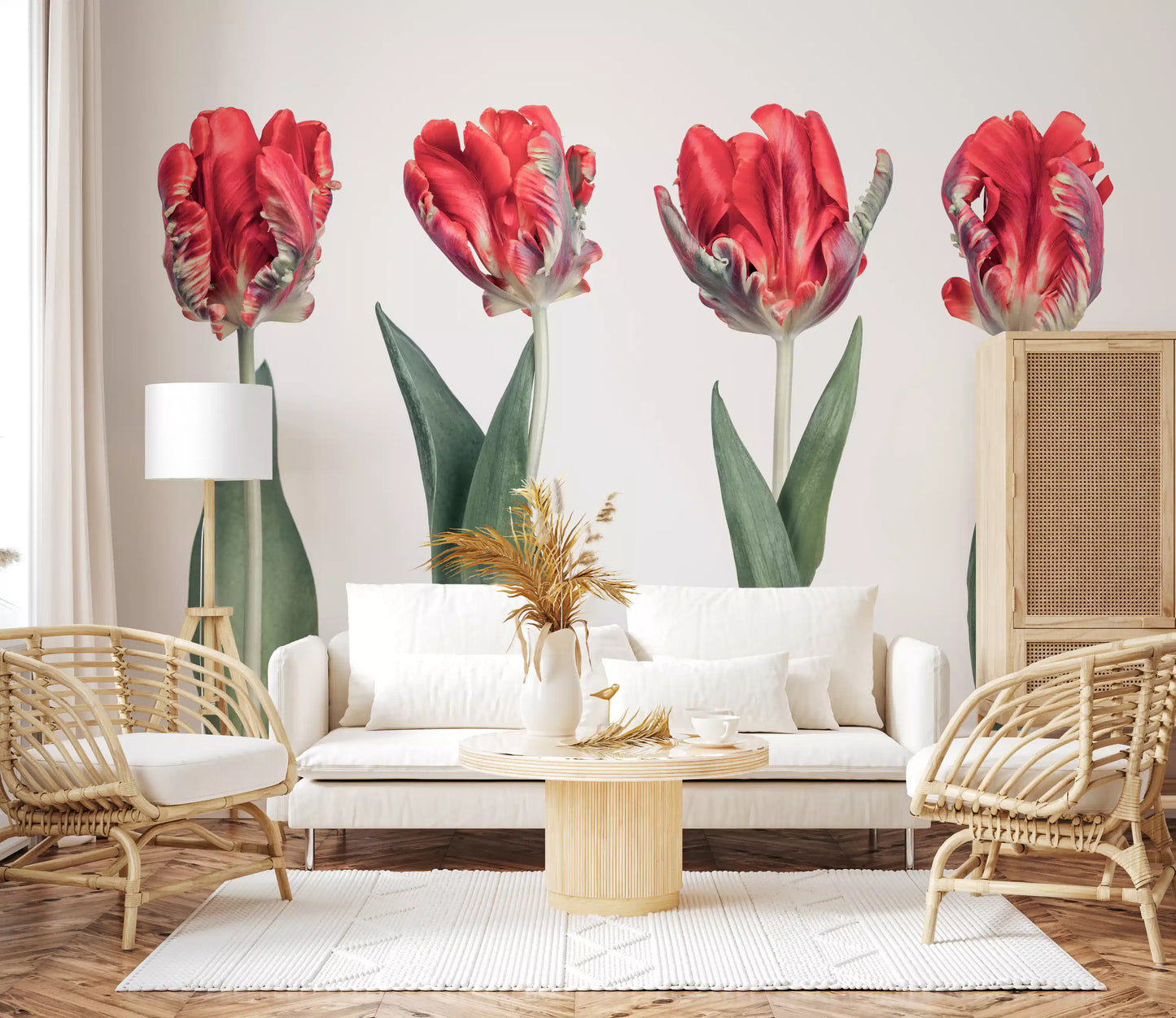 Crimson Parrot Tulip Study Wall Mural