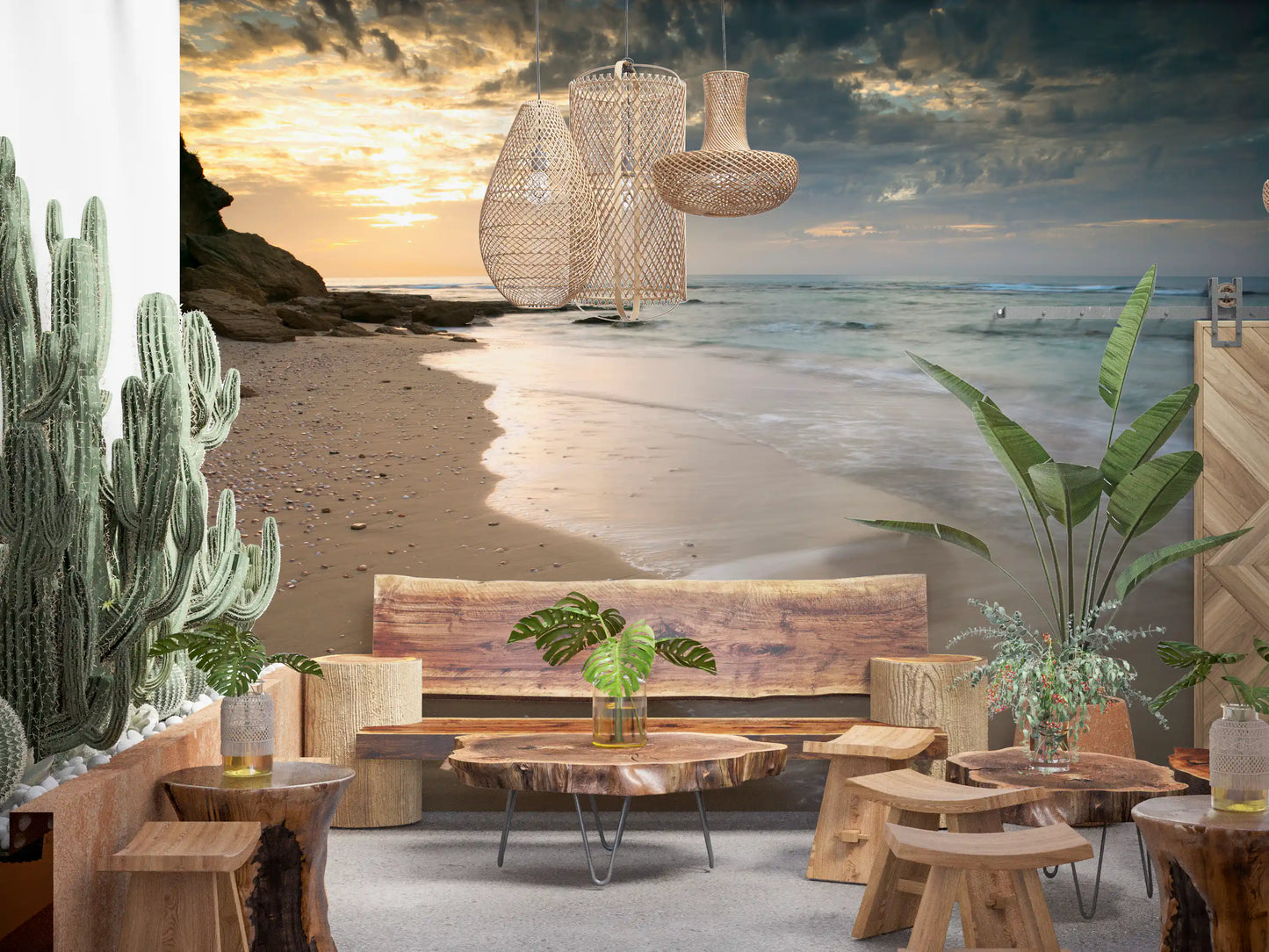 Golden Hour Coastal Tide Wall Mural