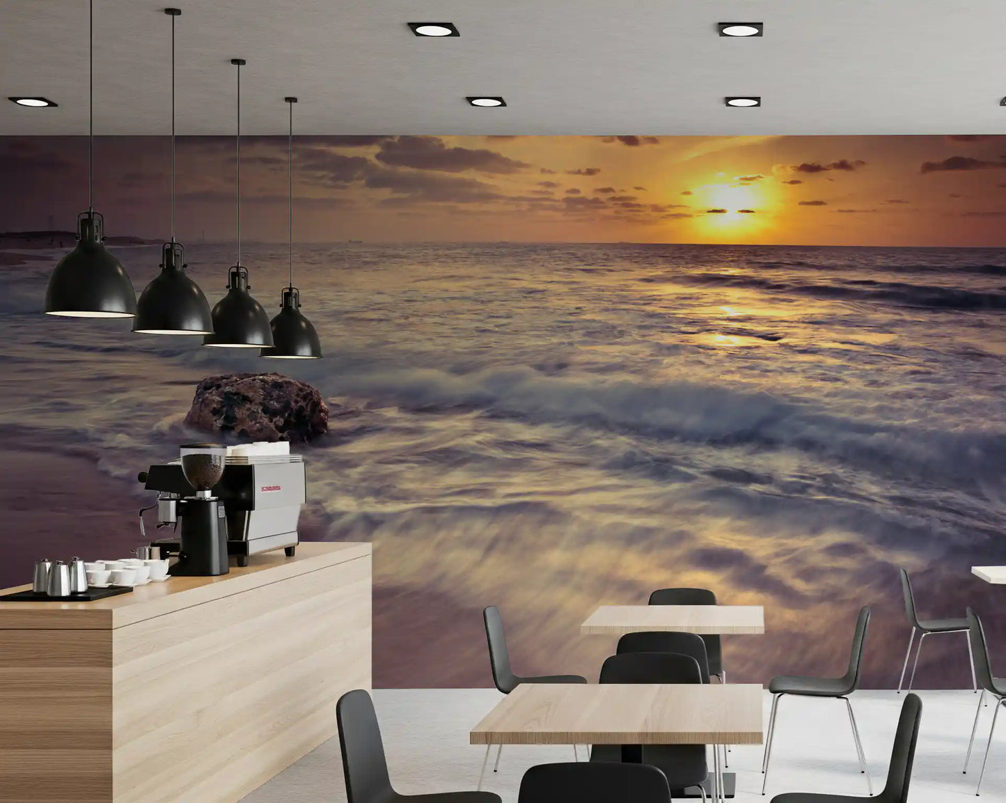 Golden Seashore Sunset View Wall Mural