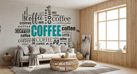 Coffee Typography and Giraffe Art Wall Mural