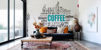 Coffee Typography and Giraffe Art Wall Mural