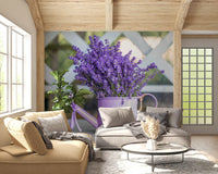 Purple Lavender Watering Can Garden Wall Mural