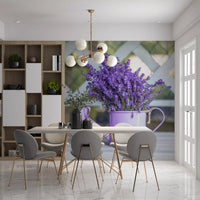 Purple Lavender Watering Can Garden Wall Mural