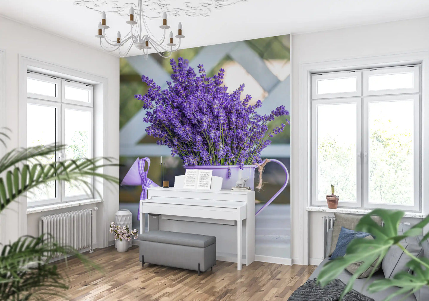 Purple Lavender Watering Can Garden Wall Mural