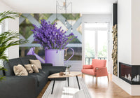 Purple Lavender Watering Can Garden Wall Mural