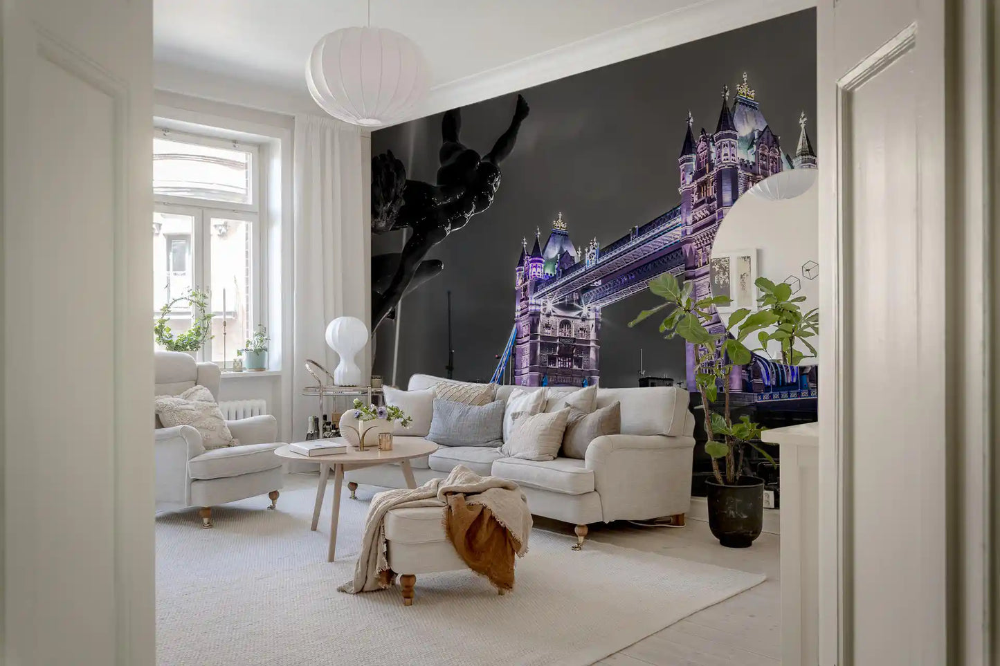 London Bridge Night Fountain View Wall Mural