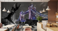 London Bridge Night Fountain View Wall Mural