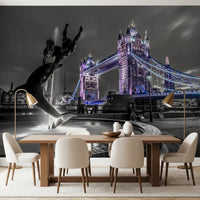 London Bridge Night Fountain View Wall Mural