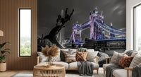 London Bridge Night Fountain View Wall Mural