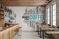 Hand-Drawn Bistro Narrative Wall Mural
