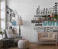 Hand-Drawn Bistro Narrative Wall Mural