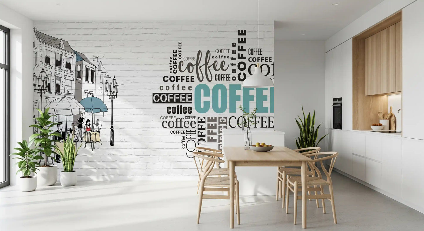 Hand-Drawn Bistro Narrative Wall Mural