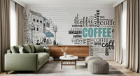 Hand-Drawn Bistro Narrative Wall Mural