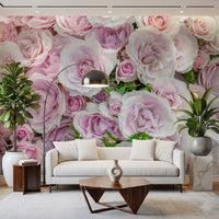 Soft Blush Rose Garden Wall Mural
