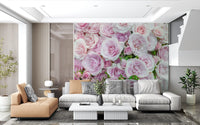 Soft Blush Rose Garden Wall Mural