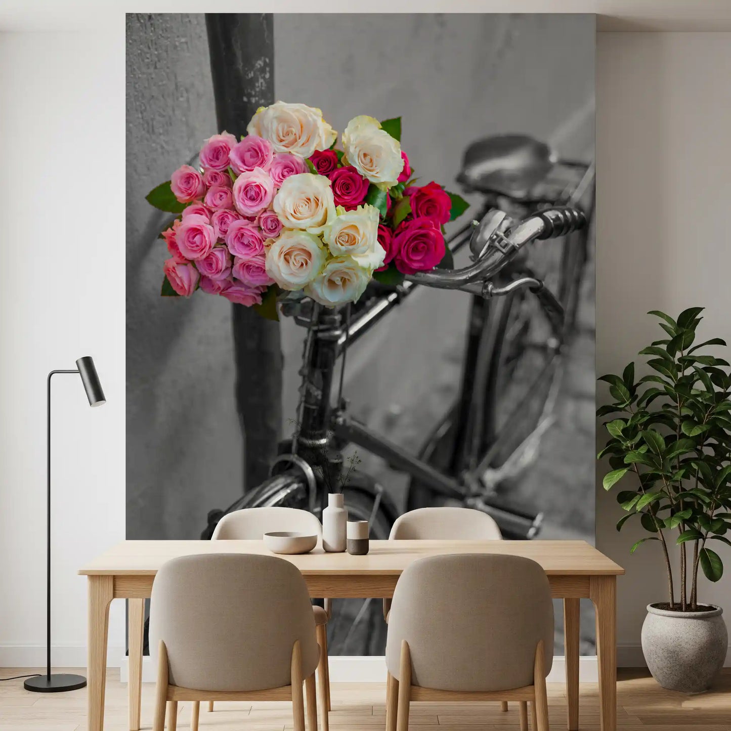 Vintage Floral Bike Journey Wall Mural