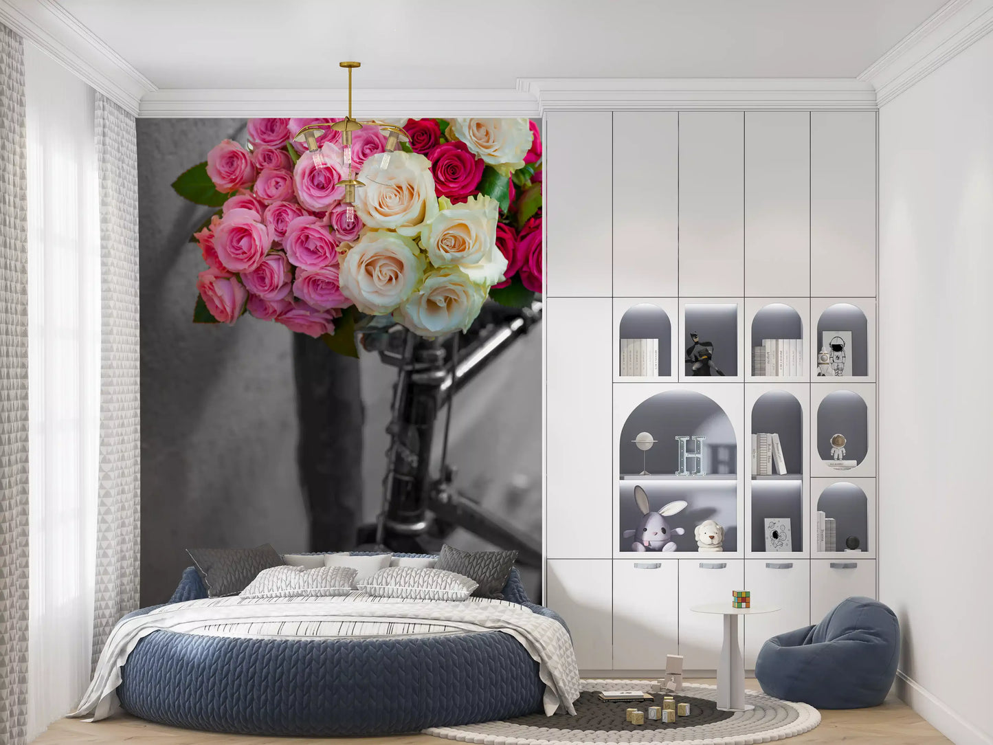 Vintage Floral Bike Journey Wall Mural