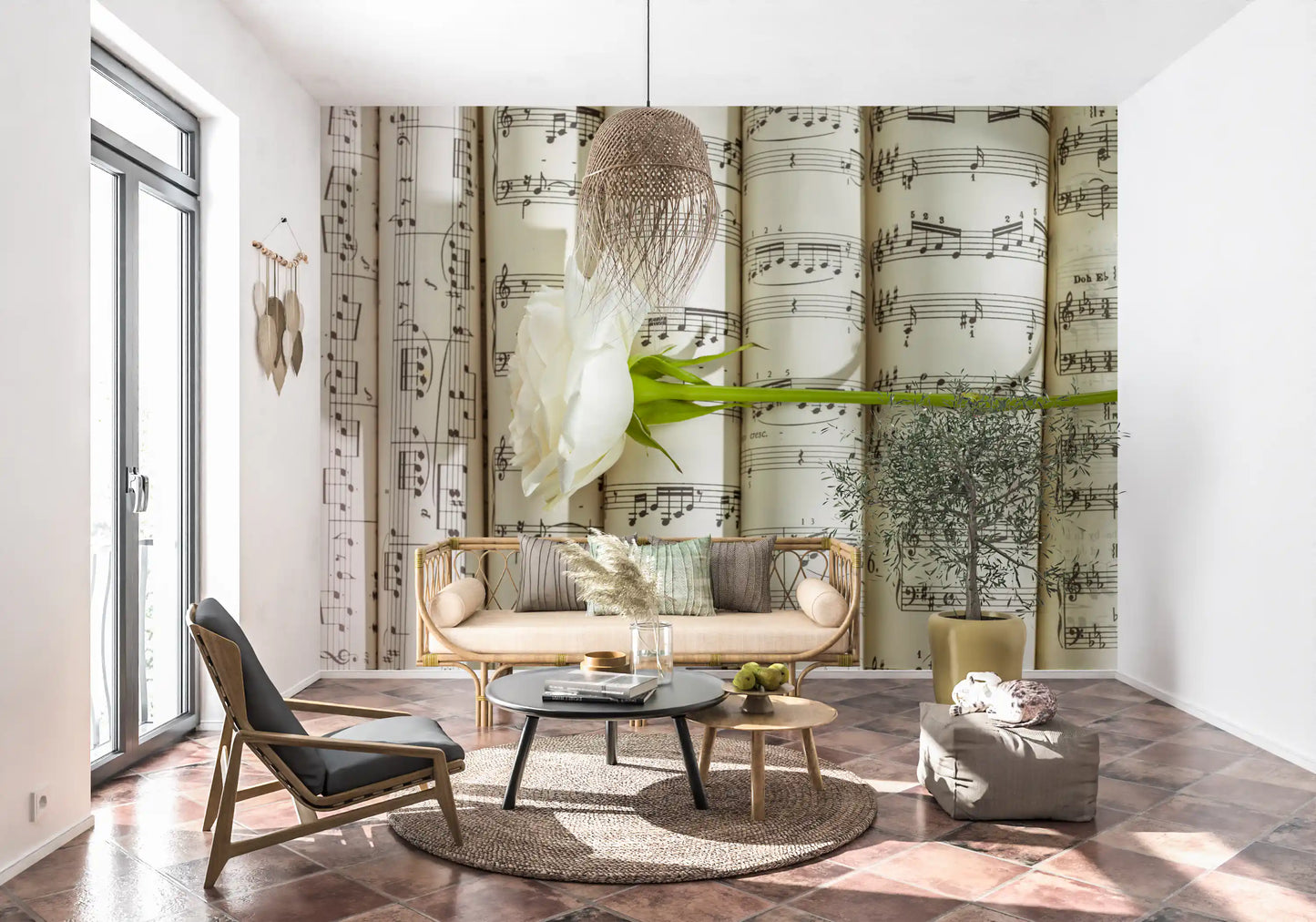 Melodic White Bloom Harmony Wall Mural