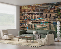 Coastal Italian Fishing Village Wall Mural
