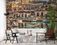 Coastal Italian Fishing Village Wall Mural