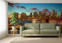 Brooklyn Bridge Twilight Panorama Wall Mural