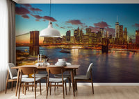 Brooklyn Bridge Twilight Panorama Wall Mural