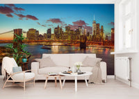 Brooklyn Bridge Twilight Panorama Wall Mural