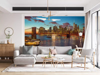 Brooklyn Bridge Twilight Panorama Wall Mural