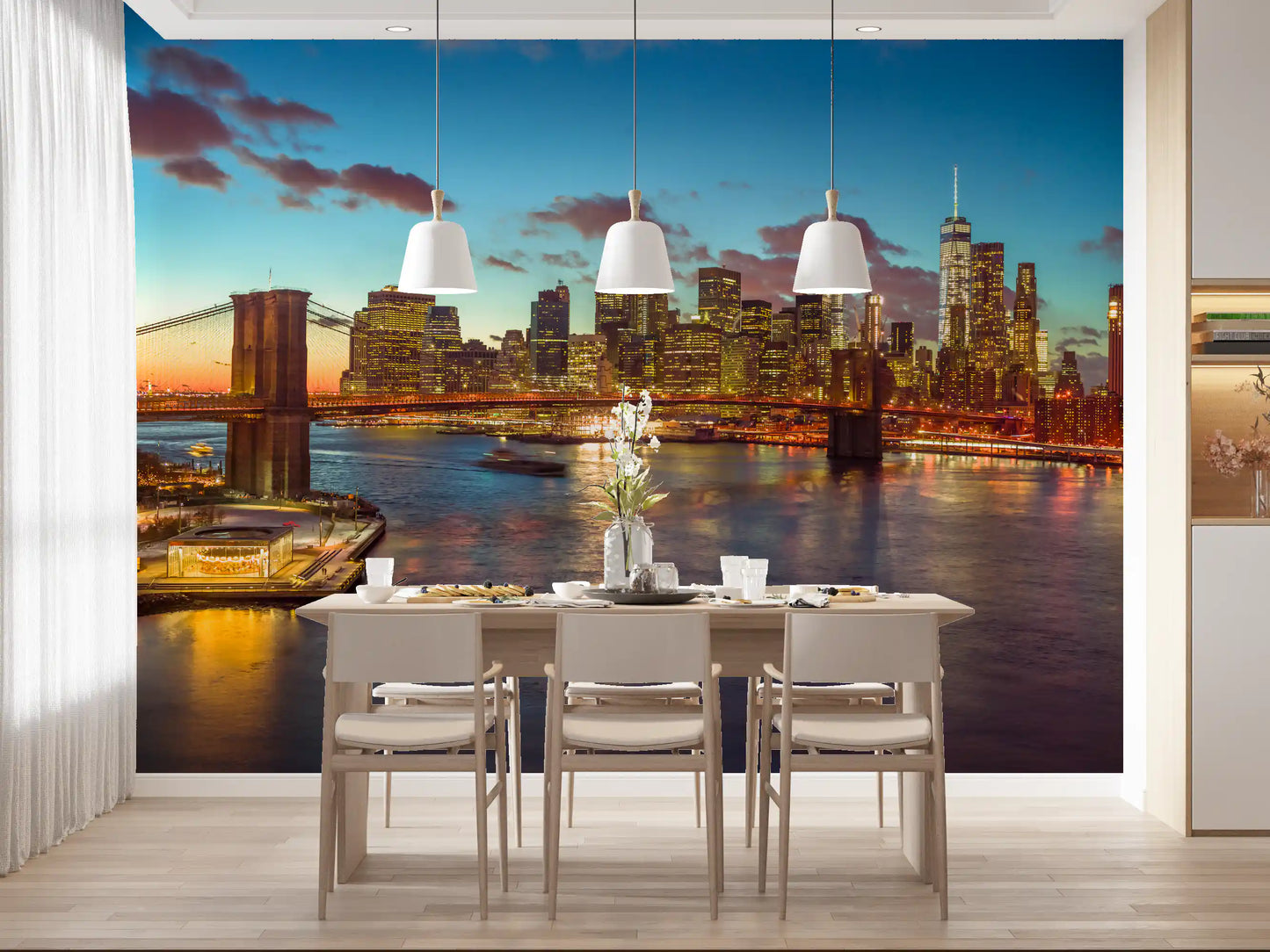 Brooklyn Bridge Twilight Panorama Wall Mural