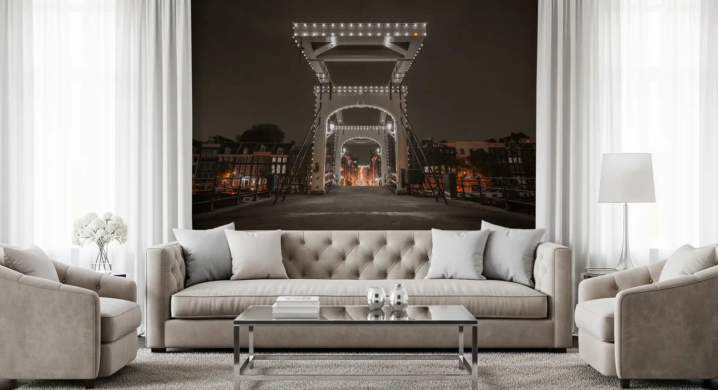 Illuminated Canal Crossing Wall Mural