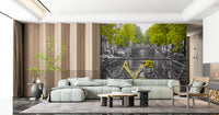 Sunny Tulips on a Dutch Bridge Wall Mural