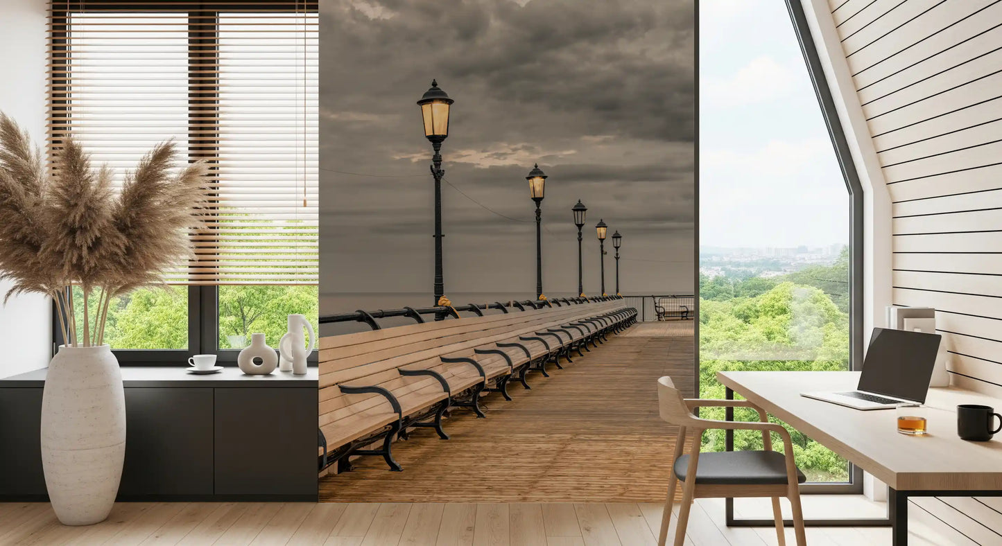 Evening Boardwalk Perspective Wall Mural