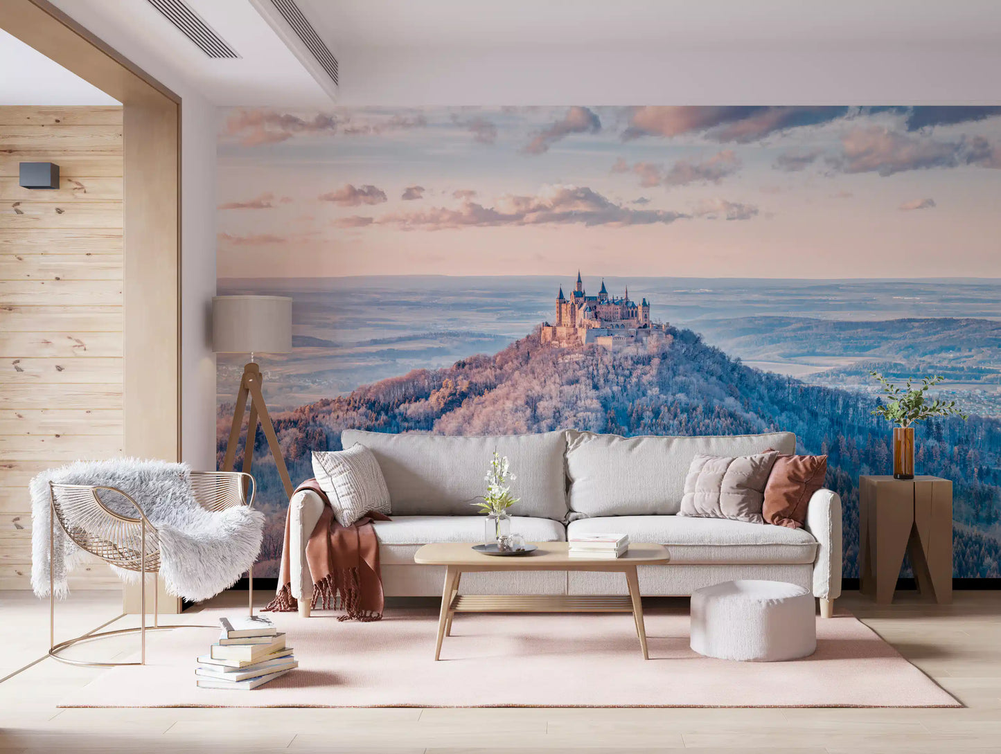 Misty Mountain Fortress Panorama Wall Mural