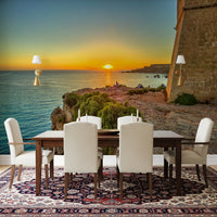 Golden Hour Coastal Cliff View Wall Mural