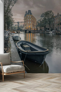 Evening Dutch Canal Passage Wall Mural