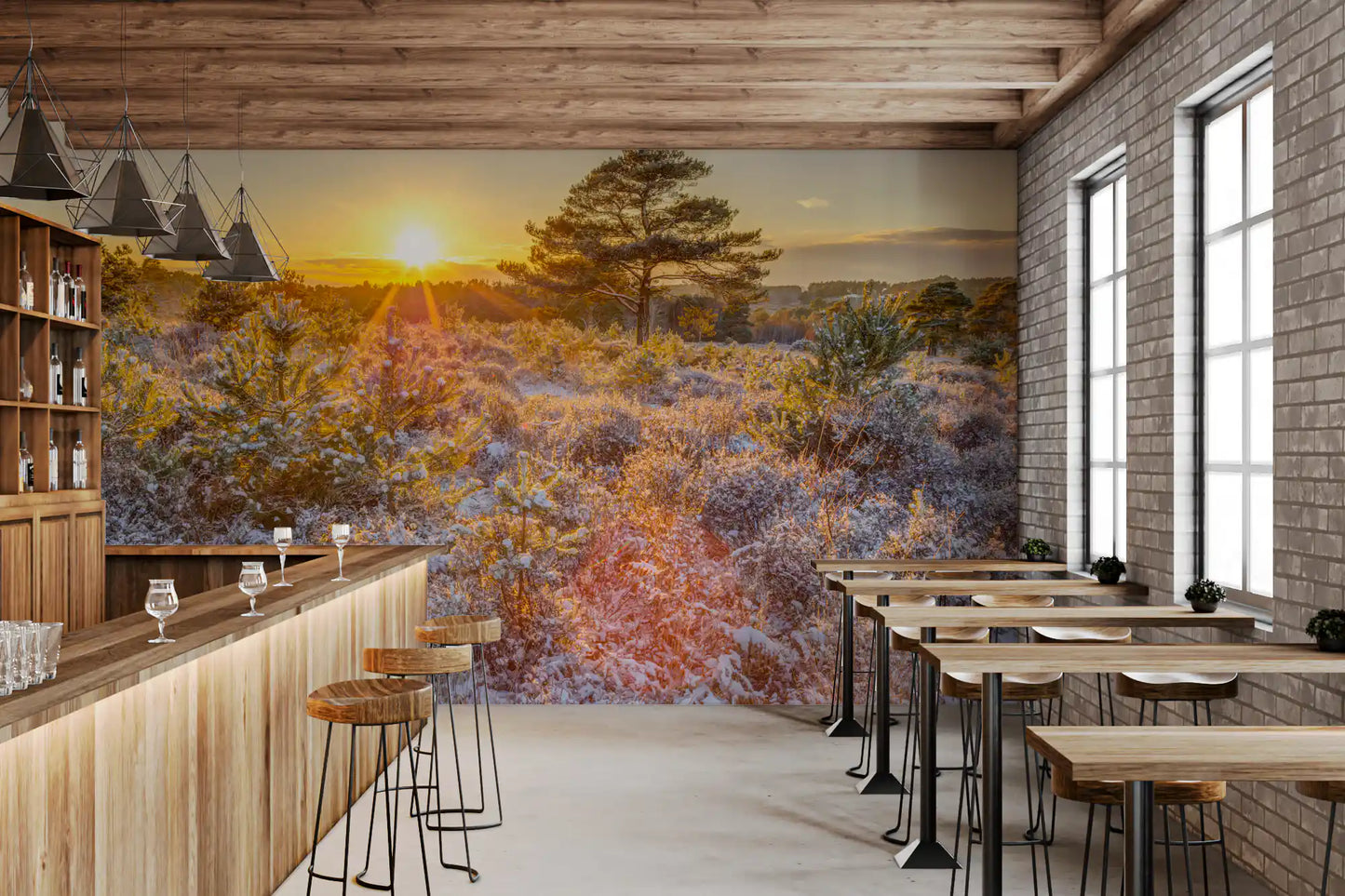 Frosty Morning Woodland Glow Wall Mural