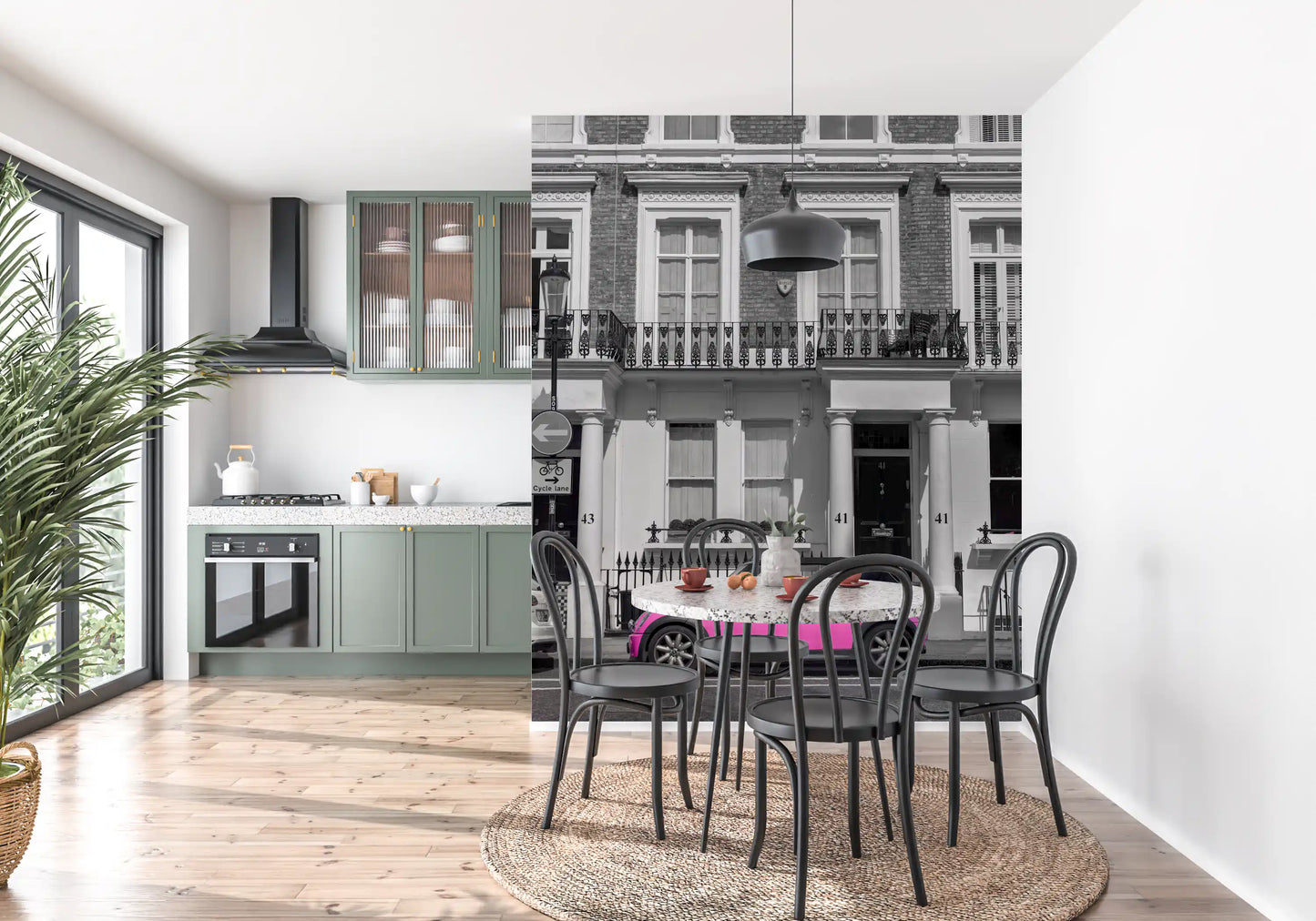 Urban Pink Pop Monochrome Wall Mural