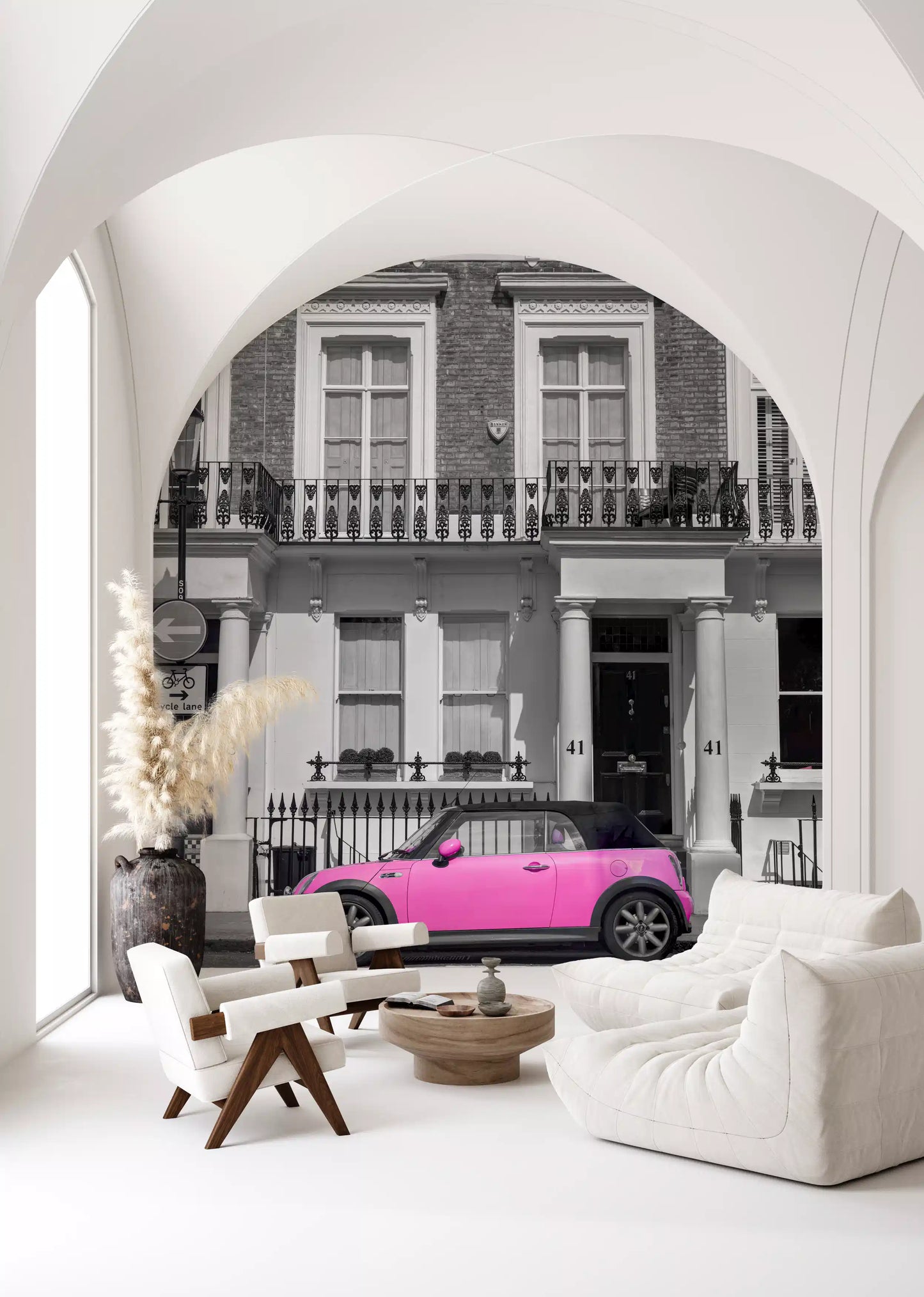Urban Pink Pop Monochrome Wall Mural